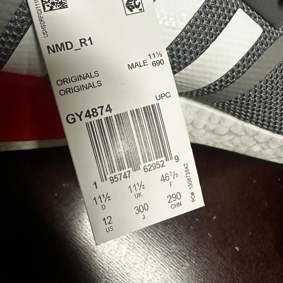 Adidas Mens Gray Originals NMD R1 GY4874 Athletic Running Shoes US 12